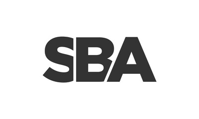 SBA logo design template with strong and modern bold text. Initial based vector logotype featuring simple and minimal typography. Trendy company identity.