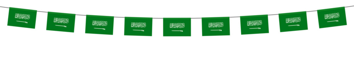 Saudi Arabia bunting flag isolated on white background. Design concept for national holidays, festival, carnival, ets.