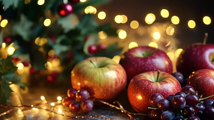 Festive Apples and Grapes Still Life Photography - Powered by Adobe