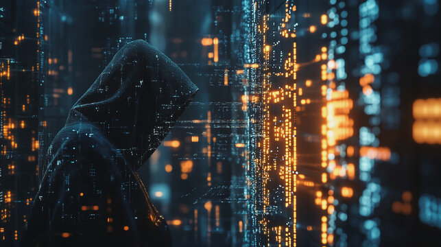 Hackers are planning to hack and attack Zeroday networks and cyber security systems in Smart digital city with Data center on cloud cyber security and Blue Binary Data Software Programming Code 