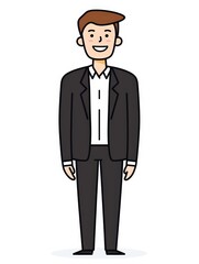 Smiling man in a suit representing confidence and professionalism Ideal for business corporate presentations and career development materials