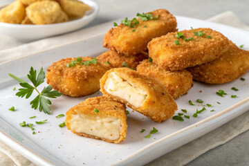 Crispy Chicken Nuggets with Dipping Sauce on a Serving Plate (4)