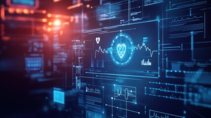 An AI powered system automating remote patient monitoring by analyzing real time health data and vital signs, futuristic AI-driven healthcare platform, Medical technology style