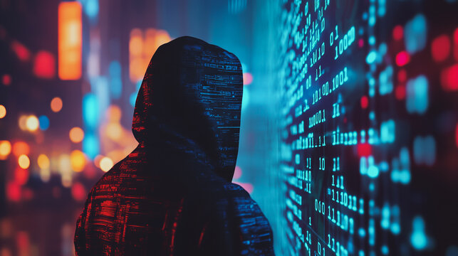 Hackers are planning to hack and attack Zeroday networks and cyber security systems in Smart digital city with Data center on cloud cyber security and Blue Binary Data Software Programming Code 
