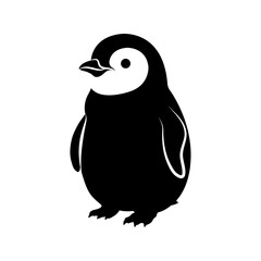 Cute Penguin Silhouette Vector Illustration, Standing