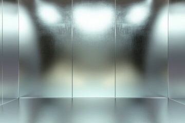 Obraz premium Sleek metallic space with smooth reflective surfaces creates fut