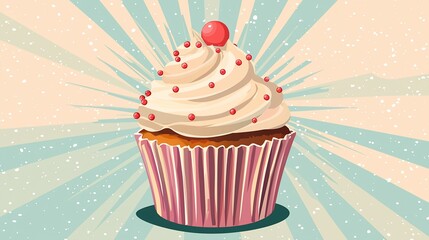 Delicious Cupcake, Retro Style