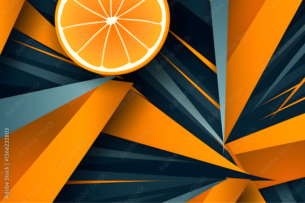 Fototapete presentation title slide design template with retro midcentury geometric graphics