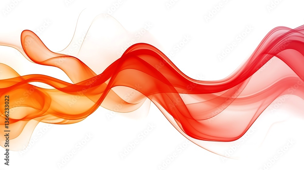 Poster abstract artistic ribbon: flowing orange and red waves on a white background for creative projects a