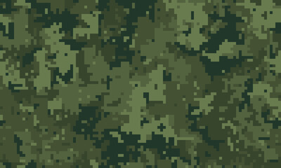 Abstract digital camouflage pattern in dark greens.  Perfect for backgrounds, textiles, or militarythemed designs.  Seamless texture ideal for website design, print, and apparel.
