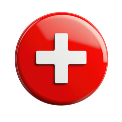 Fototapeta premium Symbol of healthcare and safety displayed prominently on a bright red background with a bold white cross