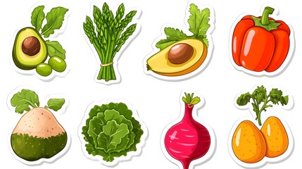 Farm Ripe Vegetables Stickers Pack for Harvest Promotion and Decoration