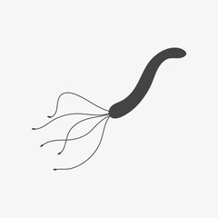 Black Icon of Helicobacter Pylori. Illustration of bacteria. Human stomach illness. Vector