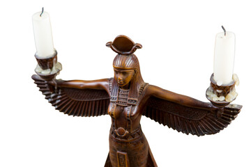Candlestick Egyptian from alabaster, Egyptian figurine