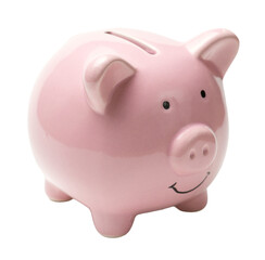 Piggy bank isolated on white background. View from above.