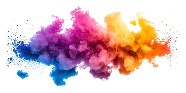 PNG Blue smoke explosion colorful powder clouds.