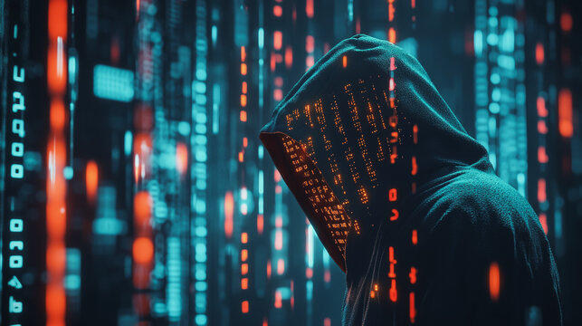 Hackers are planning to hack and attack Zeroday networks and cyber security systems in Smart digital city with Data center on cloud cyber security and Blue Binary Data Software Programming Code 