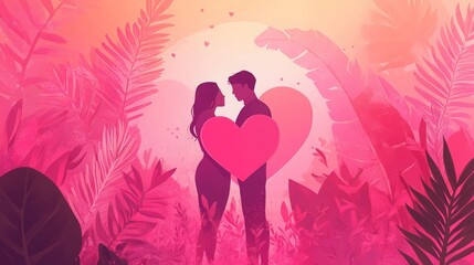 A Valentine&acirc;&euro;&trade;s Day poster with a pink-themed background.