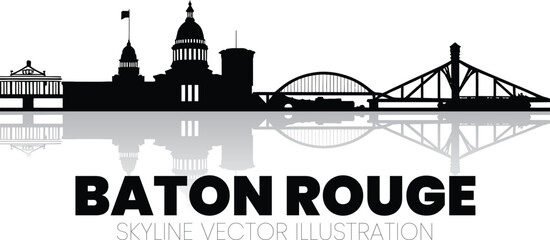 Mississippi River Bridge & Capitol – Baton Rouge Silhouette