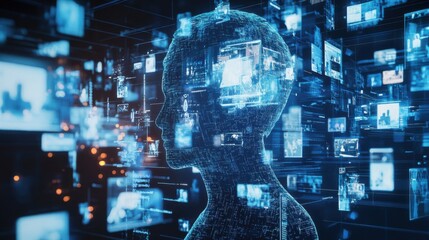 An AI powered system enhancing automated journalism by analyzing real time news events and social media trends, futuristic AI-driven newsroom with automated article generation, Media technology style