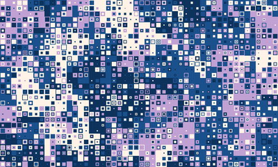 Abstract pixelated pattern in cool tones.  Perfect for tech, design, or modern backgrounds.  A vibrant mosaic of squares evokes feelings of data, technology, and digital artistry.