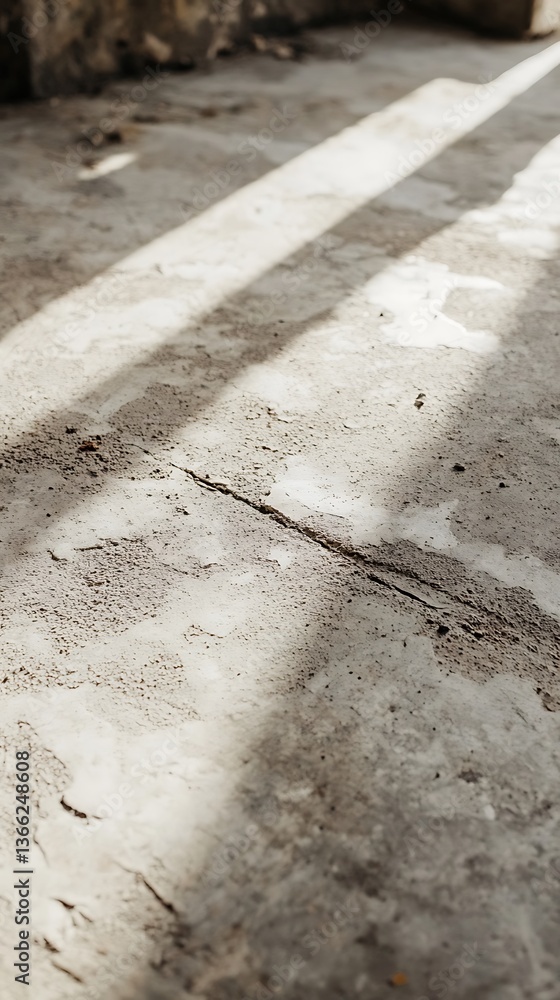 Poster textured concrete surface with cracks and striking sunlight patterns
