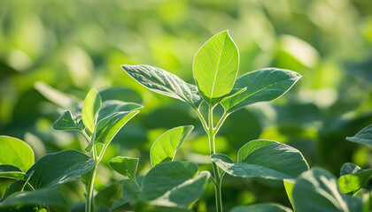 Soybean Plants Green Leaves, Agriculture, Sunlight, Growth, Field, Farming, Nature, Healthy, Organic