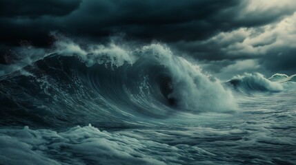 Obraz premium Gigantic ocean waves crashing