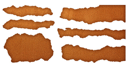 Set of Torn Brown Paper Texture with Rough Edges