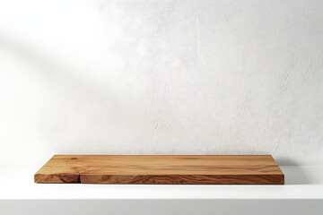 Empty wooden table top on white background