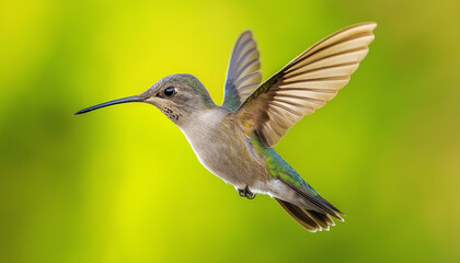 Naklejka premium Hummingbird in Flight, Green Garden, Nature Photography, Bird Wings