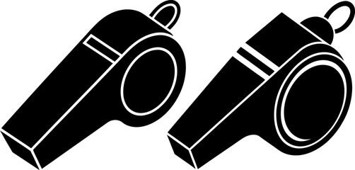 Whistle vectors collection black and white, Vector of black whistle set design