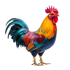 Fototapeta premium Vibrant Rooster Isolated on Transparent Background for Creative Use