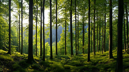Fototapeta premium Forest Sunlight Panorama