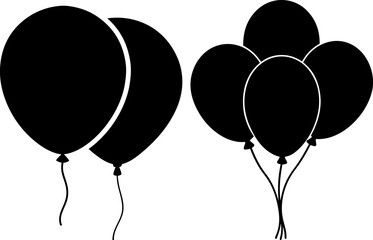 Black balloons bunch set vectors collection black and white, Vector of balloons set design
