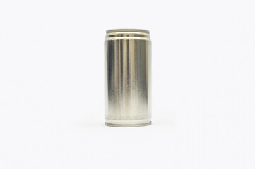 Aluminum beverage can on white background. Mockup for design