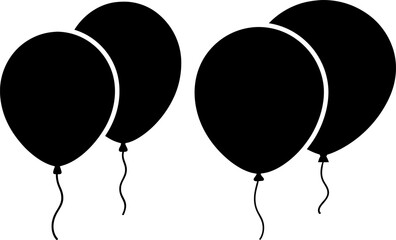 Black balloons bunch set vectors collection black and white, Vector of balloons set design