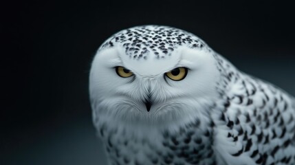 Obraz premium Close-up of a snowy owl's intense gaze