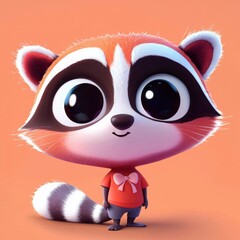 Obraz premium Adorable Cartoon Raccoon Character Design