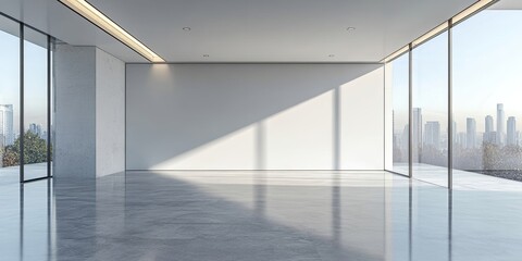 Obraz premium Modern Empty Office Space Minimalist Design Bright Interior Luxury Real Estate Showroom Apartment 