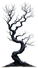 Spooky dying trees isolated on transparent background