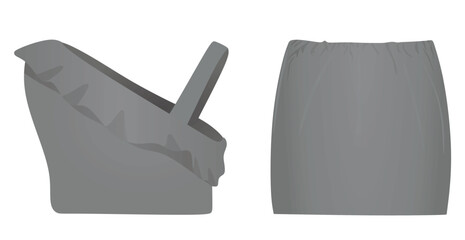 T shirt and mini skirt. vector