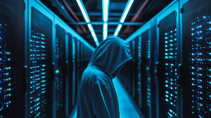Hackers are planning to hack and attack Zeroday networks and cyber security systems in Smart digital city with Data center on cloud cyber security and Blue Binary Data Software Programming Code 