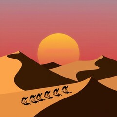 sunset in desert