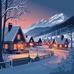 winter landscape with house