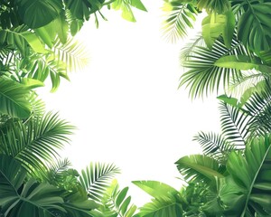 Lush Tropical Leaves Frame Design Element for Summer or Nature Theme