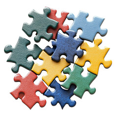 Fototapeta premium Colorful Puzzle Pieces Isolated on a Transparent Background