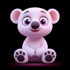 Obraz premium Adorable 3D Render of a Sitting Polar Bear Cub