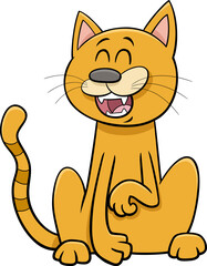 happy cartoon yellow cat or kitten animal character