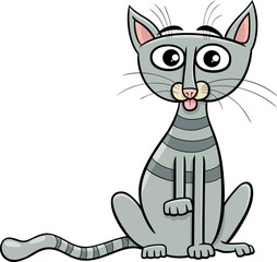 funny cartoon gray tabby cat comic animal character